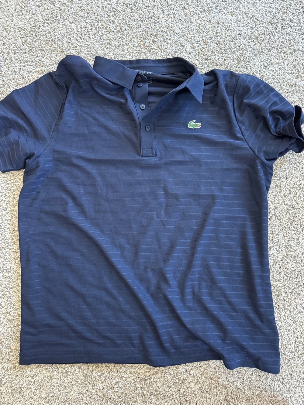 Lacoste Men's Navy Polo with Green Crocodile Logo